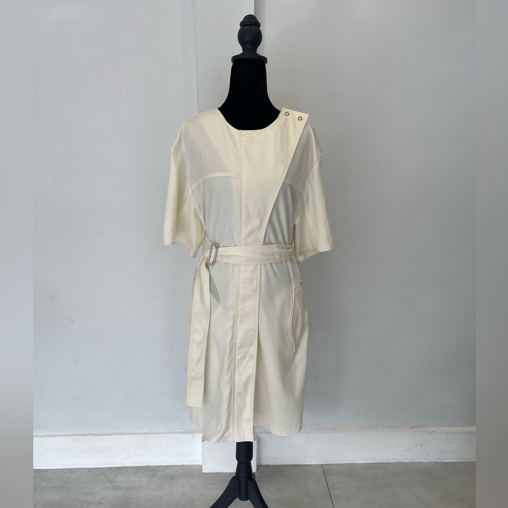 NWT BOSS Hugo Boss Dajacla Asymmetric Belted Dress Cream